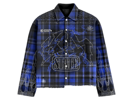 Blue Rhinestone Rodeo State Flannel Shirt